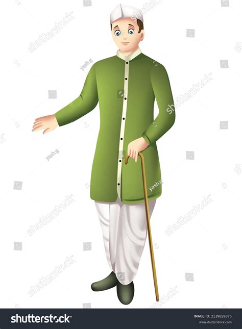 Man Dhoti Kurta Cartoon Image Stock Illustration 2139829375 Shutterstock