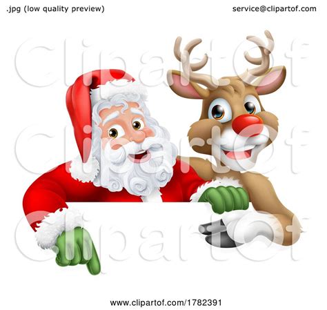 Santa Claus Father Christmas And Reindeer Sign By Atstockillustration 1782391