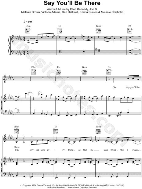 The Spice Girls Say Youll Be There Sheet Music In Db Major Download And Print Sku Mn0103417