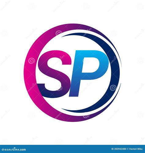 Initial Letter Logo SP Company Name Blue and Magenta Color on Circle ...