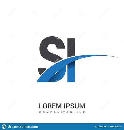 Letra Inicial Si Logotype Nome Da Empresa Colorida Blue E Cinza Swoosh