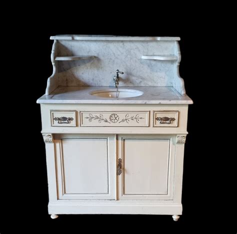 Proantic Meuble De Toilette Lavabo Marbre Vers