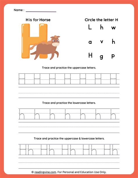 Tracing Uppercase And Lowercase Letter H Worksheet Image Readingvine