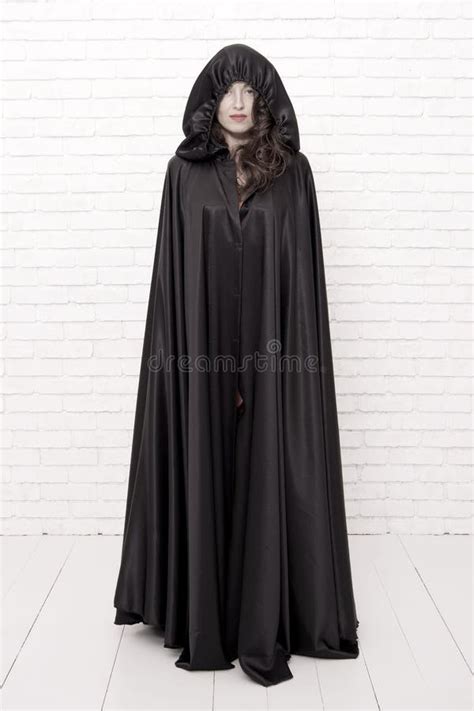 Girl Covered With Cloak Devil Concept Halloween Masquerade Halloween Party Damn Pretty Woman