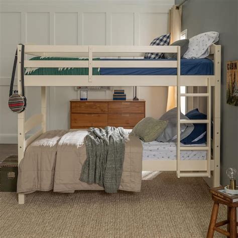 Welwick Designs White Traditional Solid Wood Twin Bunk Bed Hd9793 The Home Depot