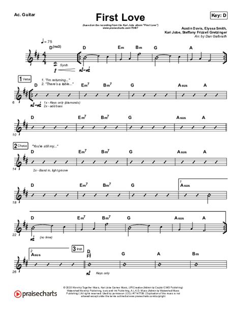 First Love Live Acoustic Guitar Sheet Music Pdf Kari Jobe