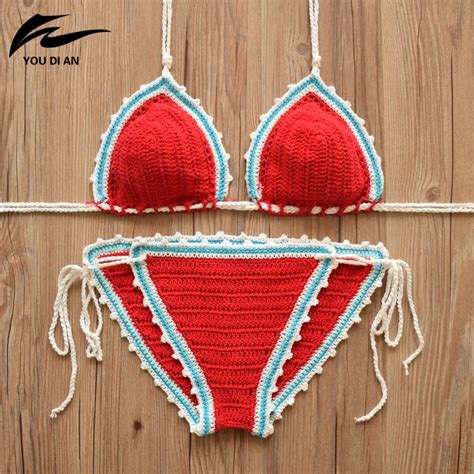 2018 Crochet Swimwear Beach Suit Sexy Handmade Crochet Bikinis Women