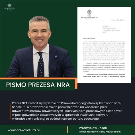 Prezes NRA postuluje wprowadzenie możliwości wnoszenia w formie