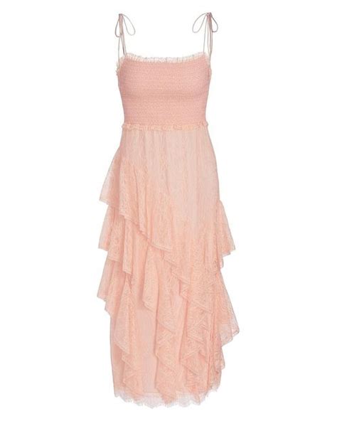 Alice Olivia Synthetic Jocelyn Ruffle Midi Dress In Pink Lyst