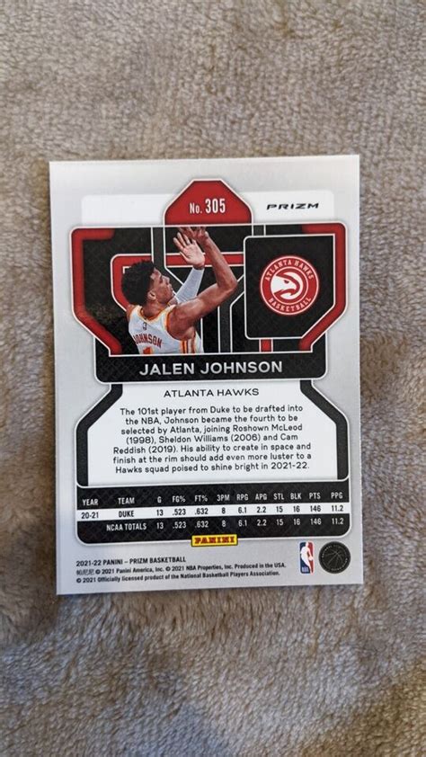 Panini Prizm Jalen Johnson Hyper Rookie Duke Atlanta Hawks