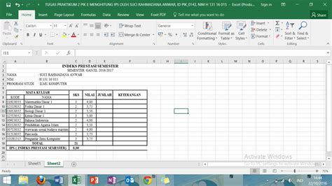 Cara Menghitung Indeks Prestasi Semester Menggunakan Microsoft Excel