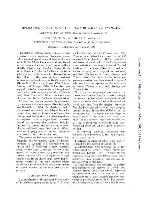 Pdf Mechanism Action Anthracis Mechanism Of Action Of The Toxin Of