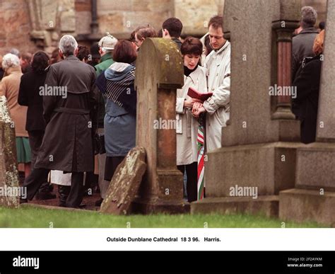 Dunblane Residents Queuing Up Outside Dunblane Cathedral To Pay Their