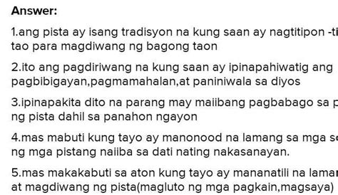 Pista Sa Amin 1 Ano Ang Pista 2 Ano Ang Paniniwala Ng May Akda Na Nais