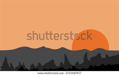 Sunset Mountain Vector Illustration Vector Mountains Stock Vector ...