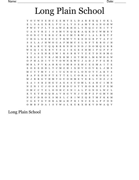 Long Plain School Word Search Wordmint