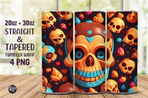 D Skulls Sublimation Tumbler Oz Wrap Graphic By Lazycraftlab