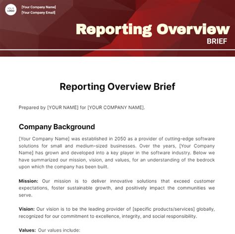 Free Reporting Overview Brief Template Edit Online And Download