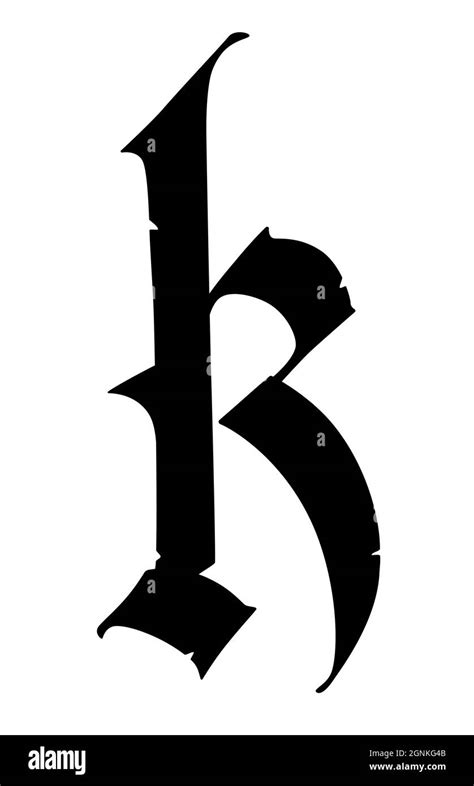 Letter K In The Gothic Style Vector Alphabet The Symbol Is Isolated