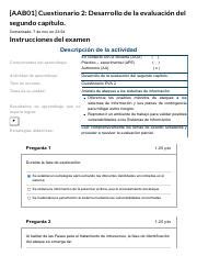 Examen Aab Cuestionario Desarrollo De La Evaluaci N Del Segundo