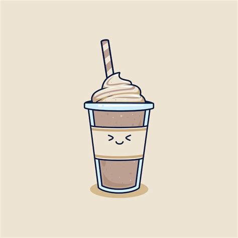 Milk shake de chocolate fofo e feliz em copo para viagem ilustração