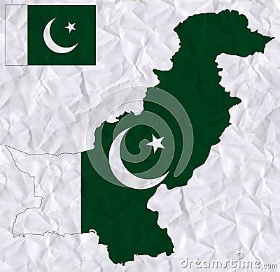 Vector Old Crumpled Paper With Watercolor Painting Of Pakistan Flag And