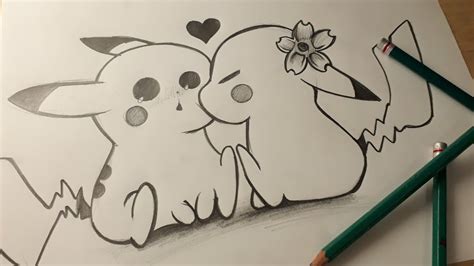 DIBUJANDO A PIKACHU Y SU NOVIA CON LÁPIZ DIBUJOS DE AMOR YouTube