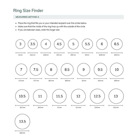 Printable Ring Sizer Chart Find Your Ring Size Instantly With Our