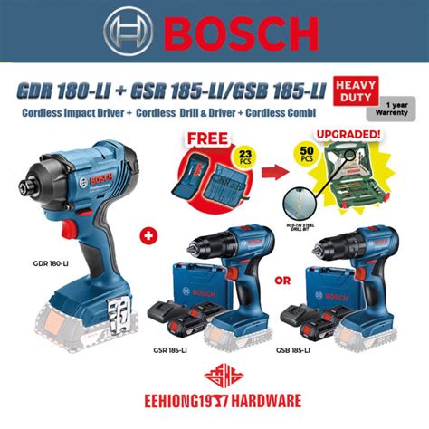 BOSCH 18V GDR 180 LI Cordless Impact Driver GSB 185 LI Cordless Combi