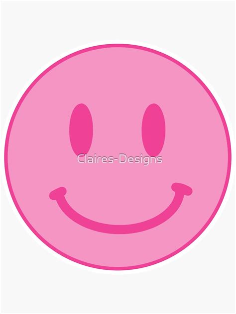 Pink Smiley Face Sticker For Sale By Claires Designs Redbubble