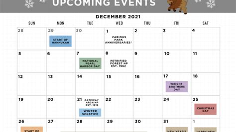 December 2021 Calendar of Events - National Park Trust