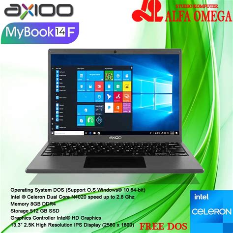 Jual AXIOO MyBook 14F Celeron N4020 8GB 512GB SSD 13 3 FHD DOS