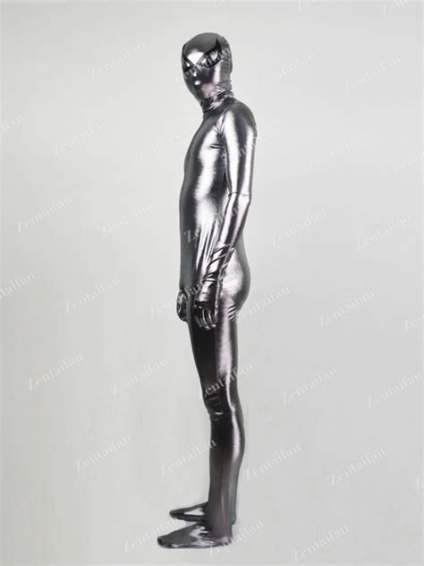 Shiny Grey Metallic Fullbody Zentai Suit [mz046] 39 57