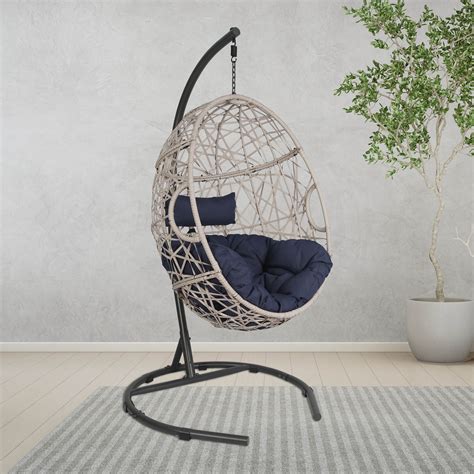 Ulax Furniture Outdoor Patio Wicker Hanging Basket Swing Chair Tear