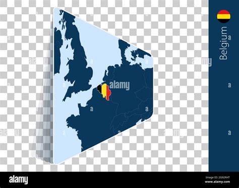 Belgium map and flag on transparent background. Highlighted Belgium on ...