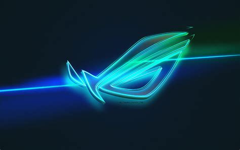 Rog Logo Light Art Rog Emblem Republic Of Gamers Logo Blue Light Line Background Rog Neon