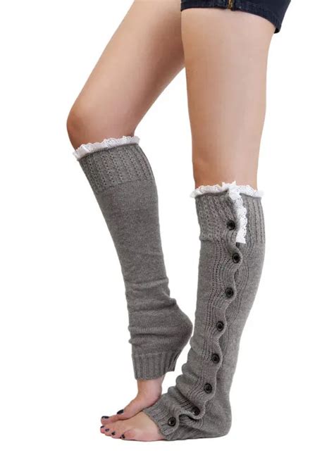 Winter 2016 New Girls Women Sexy Trendy Knitted Button Lace Leg Warmers