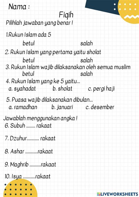 Quiz Fiqih Worksheet Live Worksheets