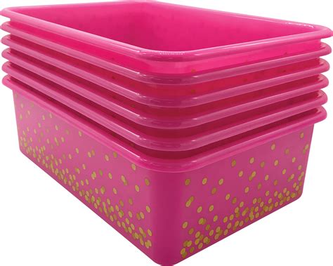 Pink Confetti Large Plastic Storage Bins 6-Pack - TCR32245 | Teacher ...