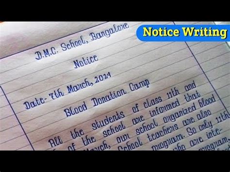 Notice On Blood Donation Camp Notice Writing Class 12 Notice