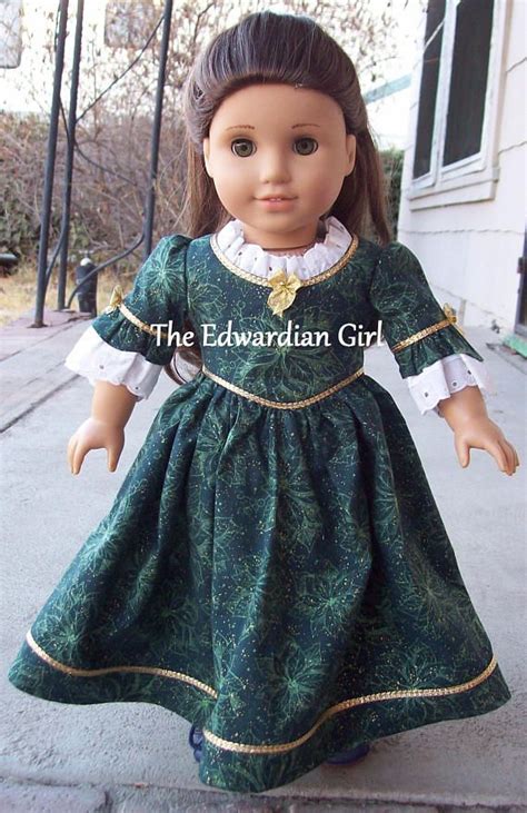 Ooak Christmas Green Gold Pointsetta 1770s Colonial Day Dress Etsy