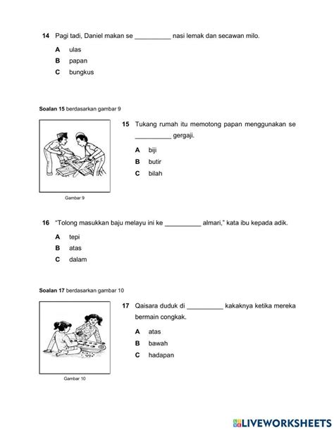 Bahasa Melayu Tahun 5 Kuiz 1 Online Exercise For Live Worksheets