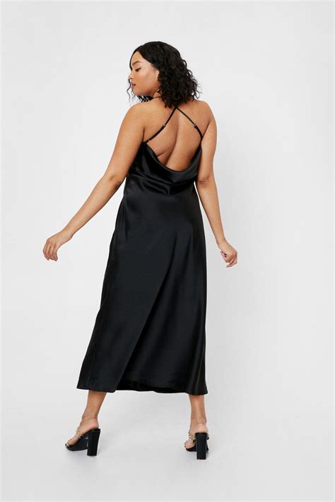 Plus Size Cowl Back Satin Maxi Dress Nasty Gal