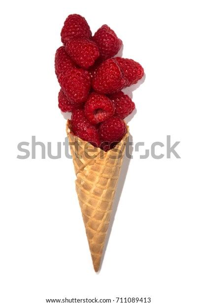 Scattered Raspberry Ice Cream Cone On Stock Photo (Edit Now) 711089413