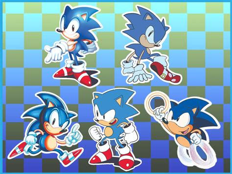 Classic Sonic Sticker Sheet Six 25in Stickers Etsy