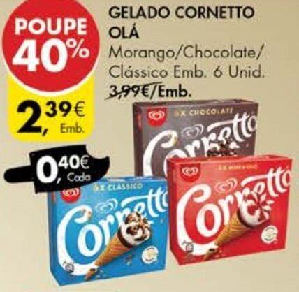 Promoção Gelado Cornetto Olá 6 Unid em Pingo Doce