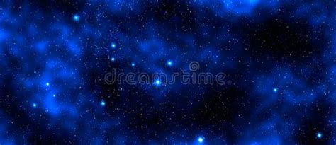 Glowing Blue Star and Galaxy, Space Background Stock Illustration ...