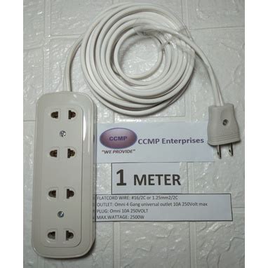 Meters Heavy Duty Extension Cord Wire Four Gang Flat Cord