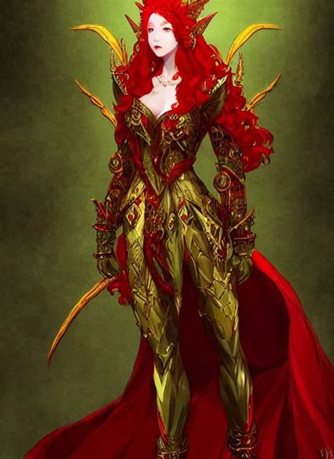 Full Body Portrait Of A Beautiful Red Haired Elven Stable Diffusion