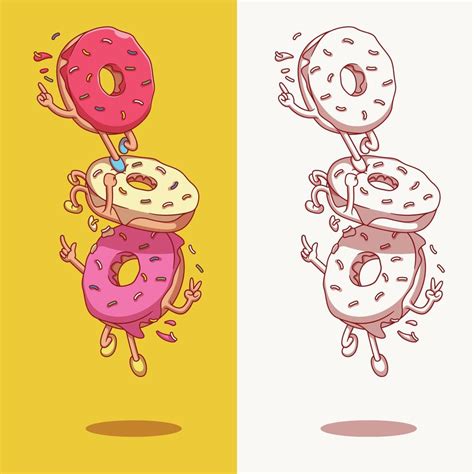 Fun And Cute Donut Illustration Concept 7166007 Vector Art At Vecteezy